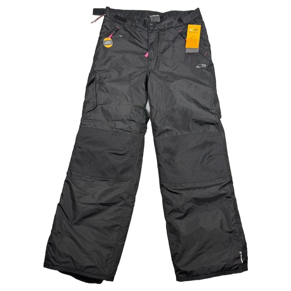 Champion Snow Ski Pants Unisex  XL Youth Kids Adjustable 14-16 black 30 X 29"New